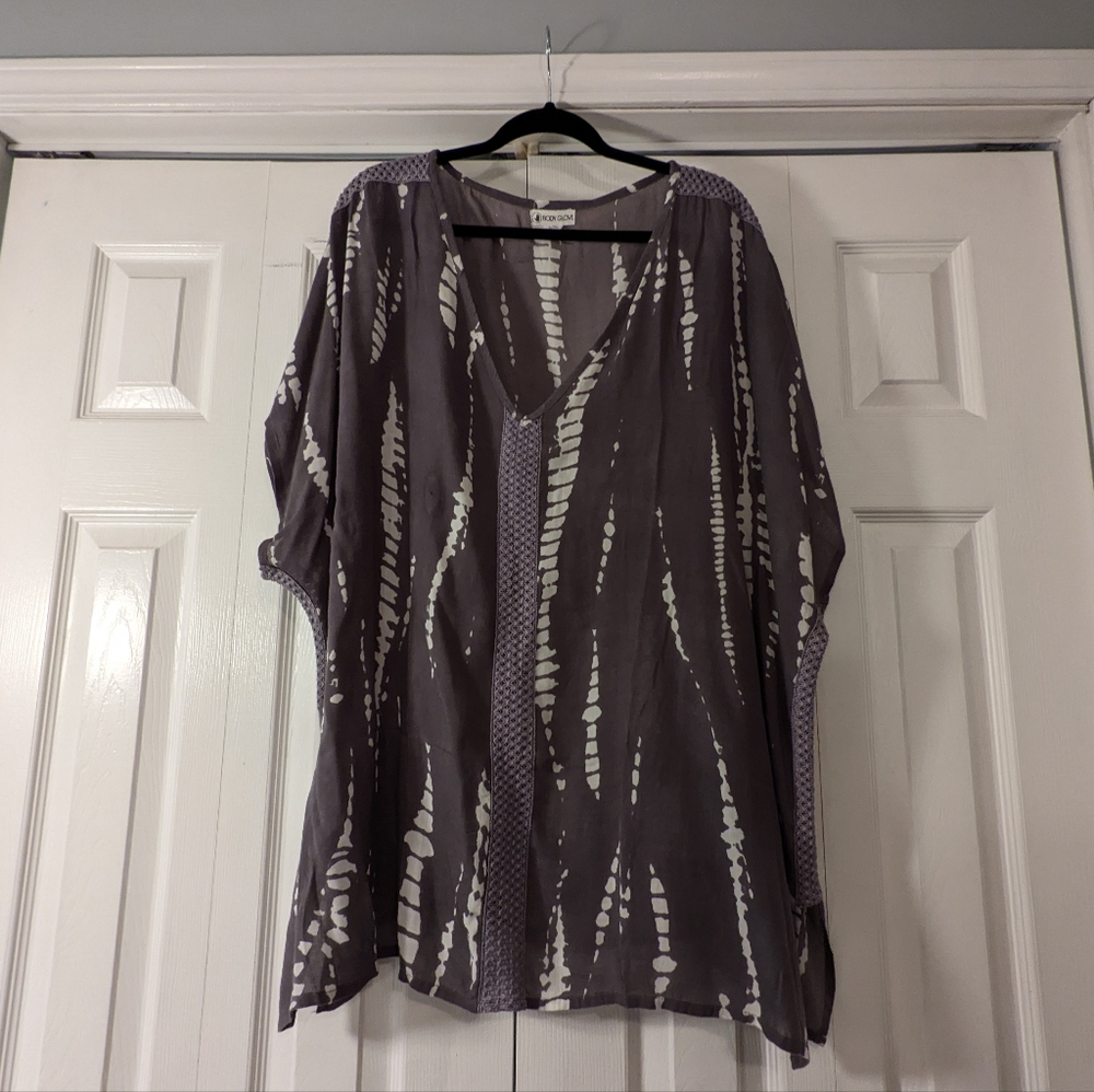 Gray boho tunic top L/XL